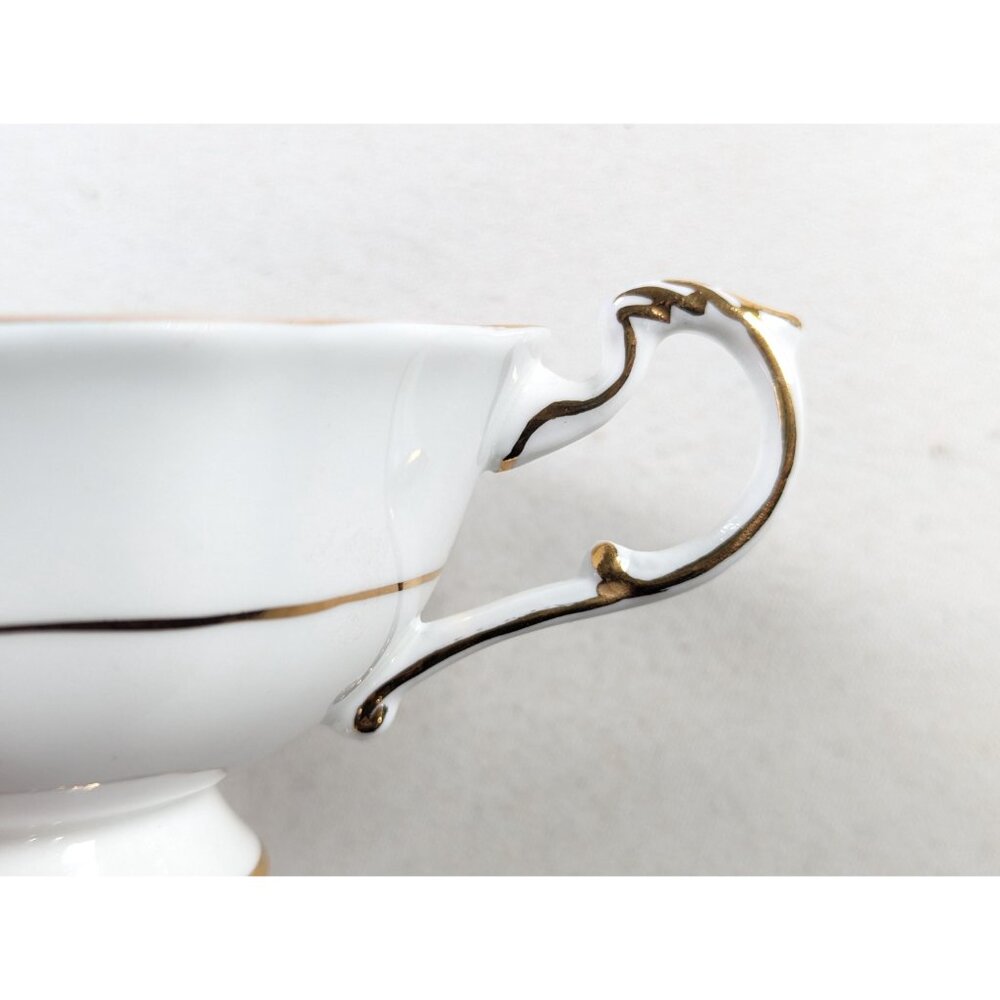 CUP ONLY * Paragon Floating White Rose Turquoise blue teacup, 1950s double - Picture 7 of 10